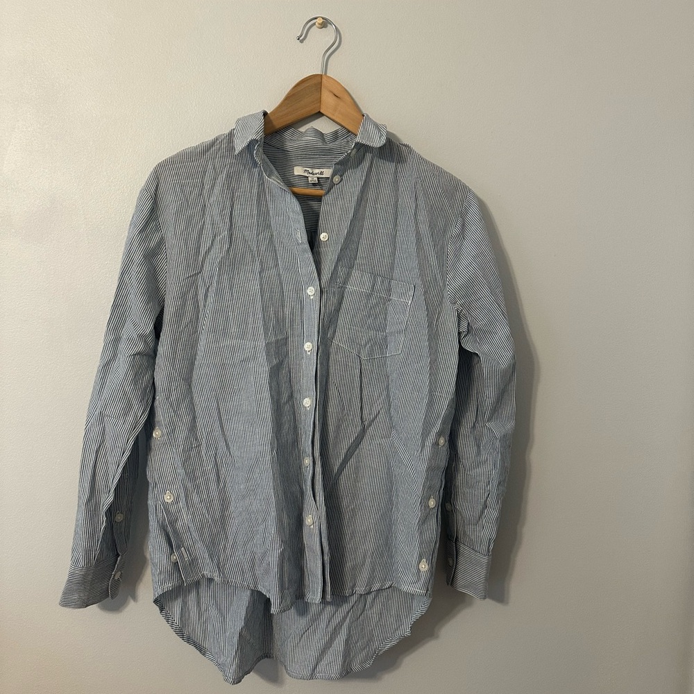 Madewell Blue and White Striped Shirt